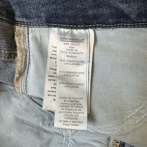 GOOD AMERICAN Skinny Jeans Blue Denim Distressed Fringed Grunge - Picture 10 of 14